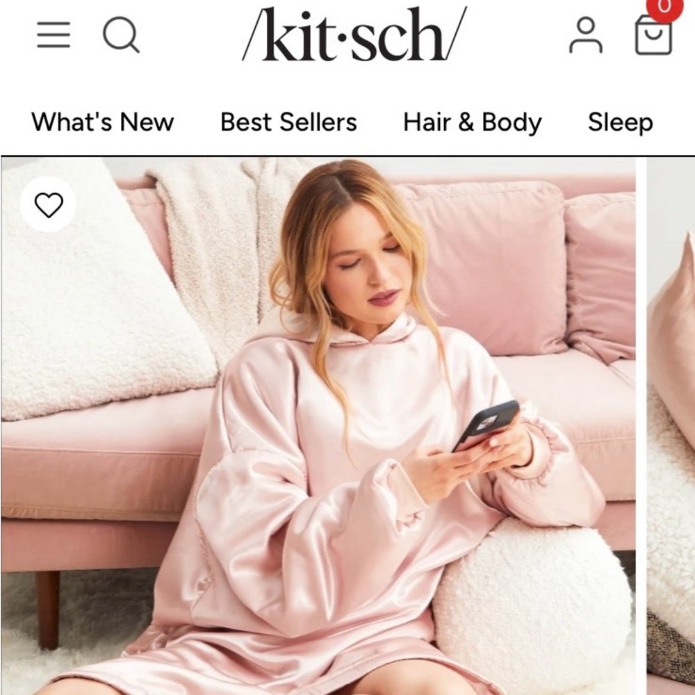 Kitsch Pink Satin Robe - Picture 2 of 4